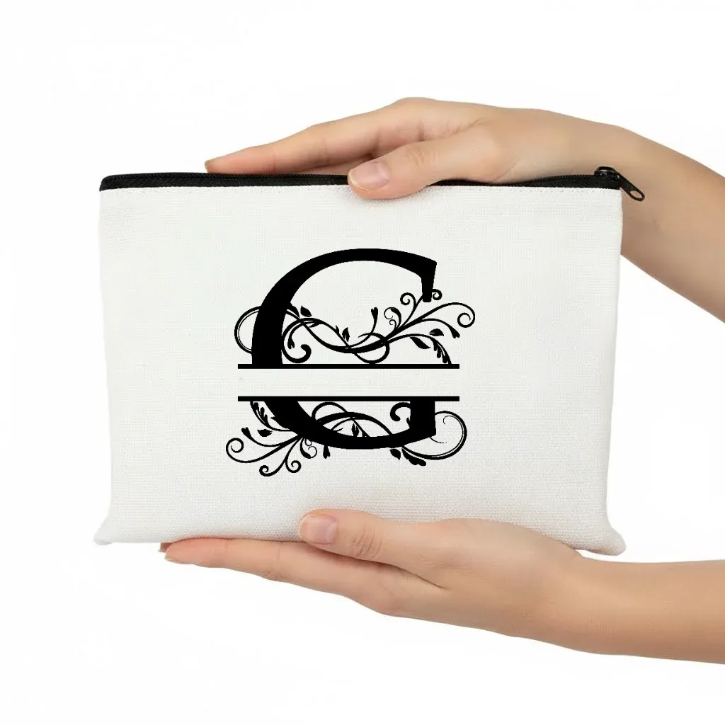1pc trousse de maquillage personnalisable avec monogramme - pochette de voyage légère, pliable et durable avec fermeture éclair et impression de lettres personnalisées