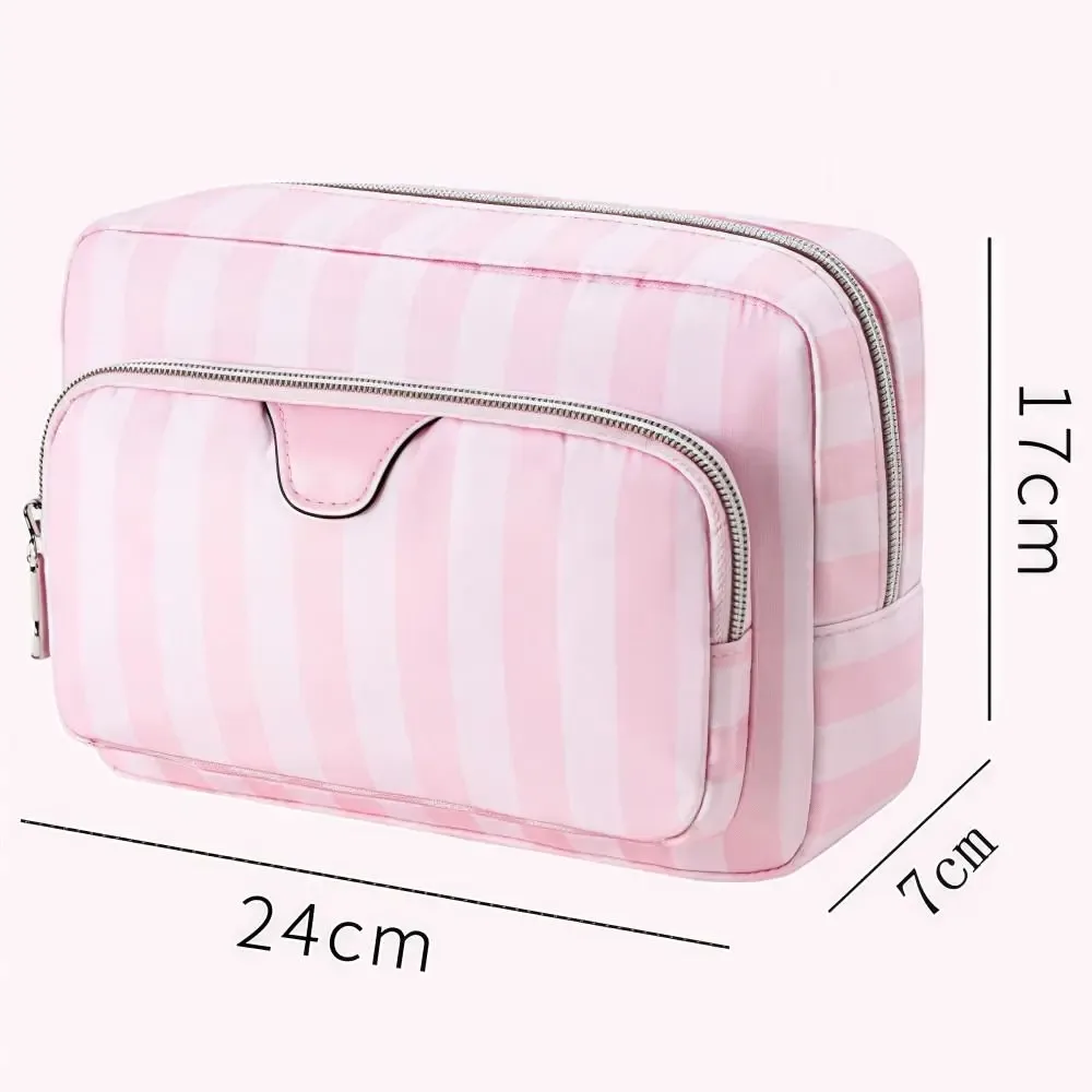 grande trousse de maquillage portable en tissu oxford style minimaliste – sac de rangement cosmétique de voyage design pratique