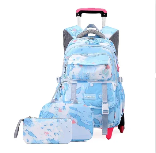 sac à dos d'école à roulettes pour filles cartable à roulettes enfants sac à dos à roulettes sacs à roulettes 3 pièces ensemble sacs à roulettes d'école