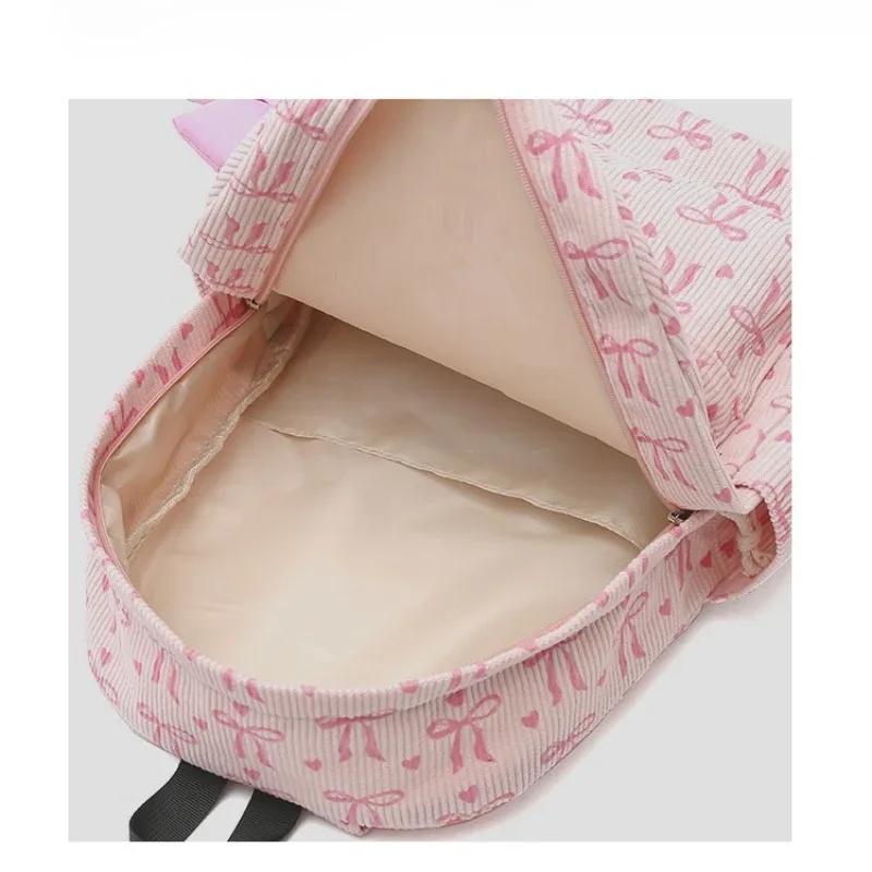 sac à dos en velours côtelé avec pendentif nœud, grande capacité, imprimé nœud, pour étudiants, femmes, voyage, sacoche pour ordinateur portable 2026