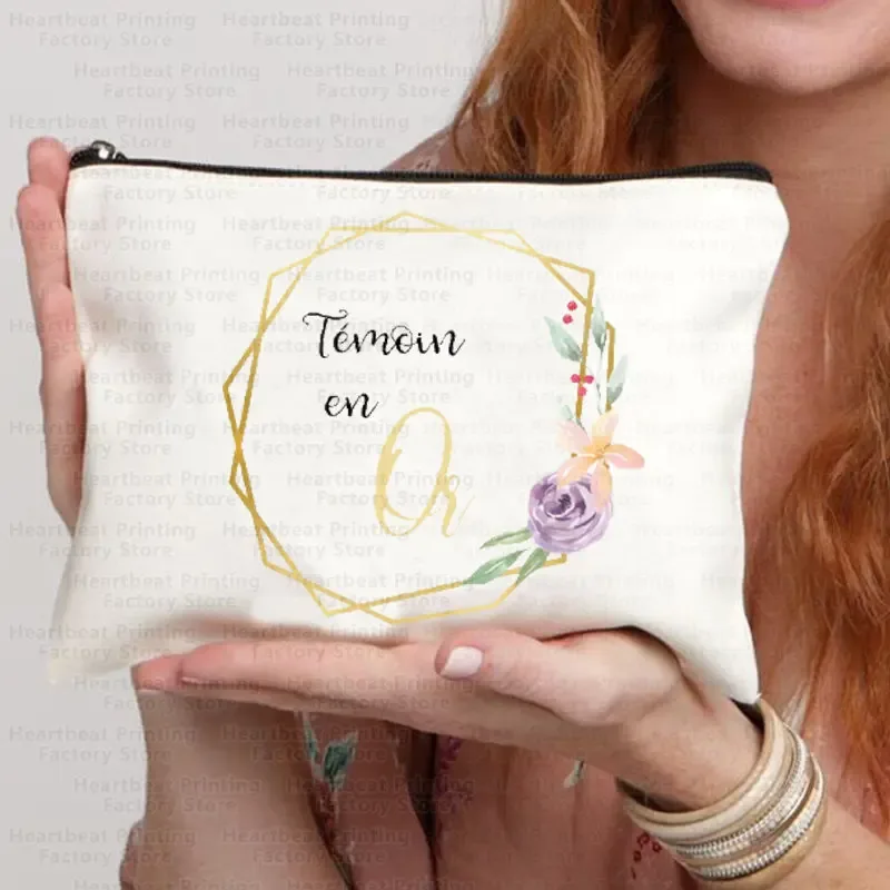 témoin sac de témoin nom doré sac cadeau de mariage kit d'enterrement de vie de jeune fille sac sacs de maquillage sacs de toilette de demoiselle d'honneur merci sac cosmétique