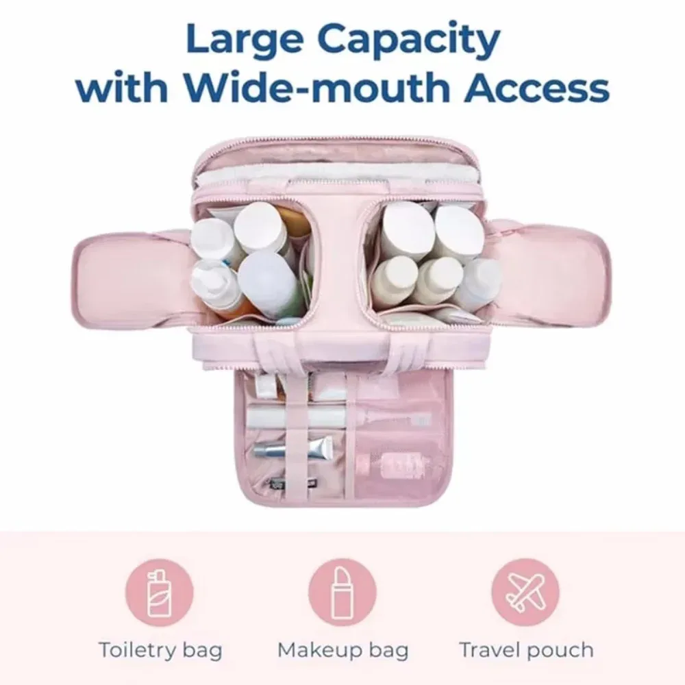sac de toilette multi-poches pour femme, sac de voyage, sac de toilette de salle de bain, pochette de maquillage, organiseur de produits de toilette imperméable