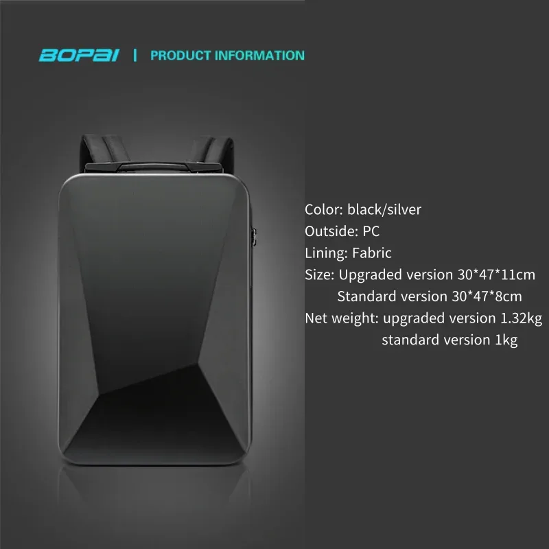 sac dos pc noir argent extensible antivol cadre interne normcore minimaliste polyester usb charge étanche informatique transport courbe physiologie