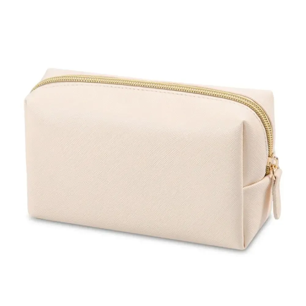 sacs de maquillage de couleur unie, pochette de toilette à fermeture éclair, couleur crème, sac de toilette pour femmes, sacs de rangement coréens, organisateur de voyage, sacs à cosmétiques