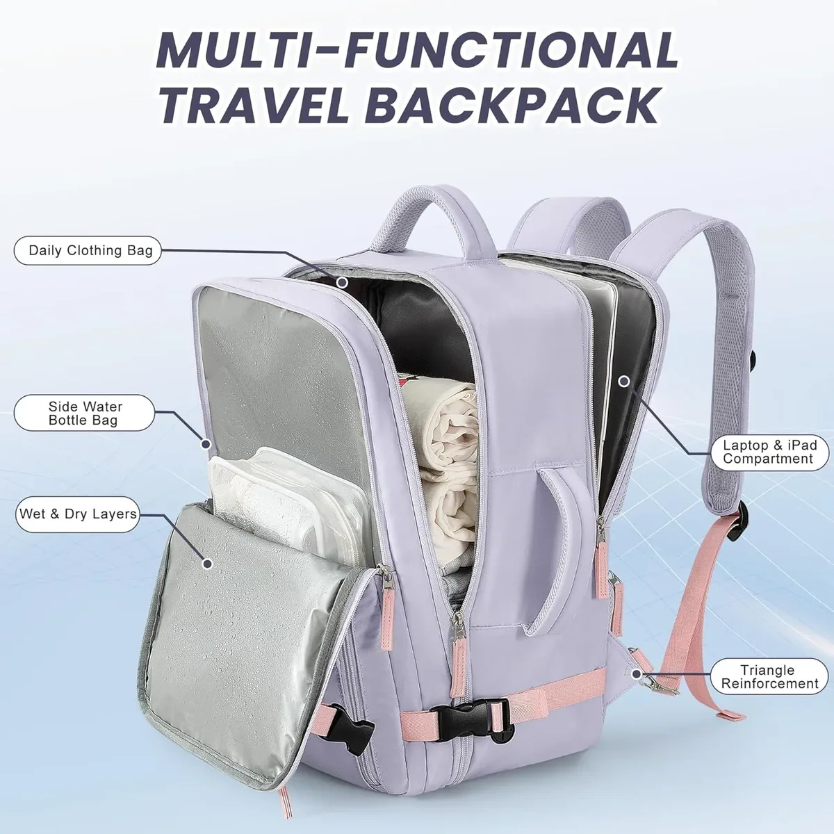 sac à dos pour ordinateur portable de 15 pouces, sac à dos de voyage, adapté aux hommes et aux femmes, sac à dos de grande capacité, sac à main pour effets personnels
