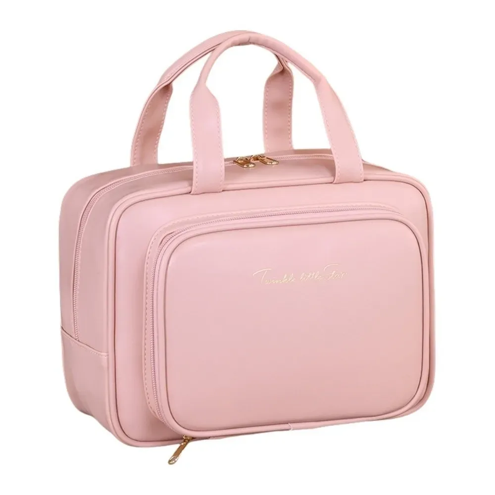 sac de rangement simple pour maquillage, poignée, grande capacité, conteneur cosmétique, multifonctionnel, portable, trousse de toilette de voyage, rangement pour câbles de données