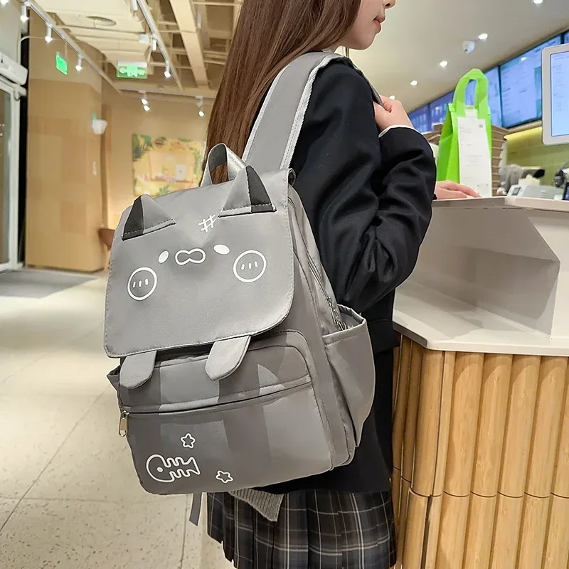 sac à dos chaton mignon harajuku kawaii poisson chat imprimé étudiant sac d'école hommes femmes dessin animé populaire grande capacité voyage sac à dos