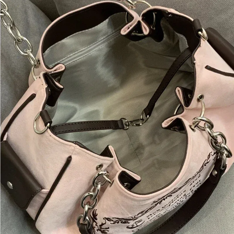 sac à main gothique rétro de grande capacité avec lettres brodées pour femme, sacoche à bandoulière souple de marque, livraison gratuite