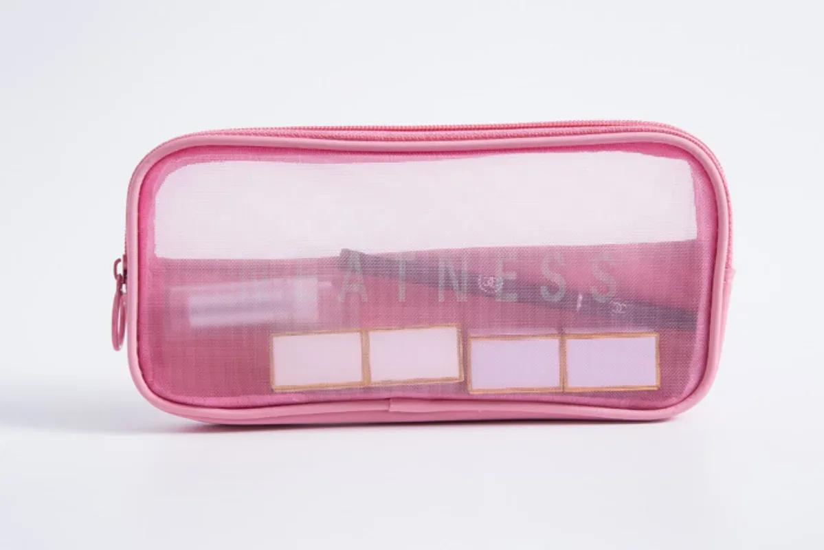 trousse de maquillage pour femmes, sac de voyage, trousse de toilette, trousse de rangement, sacs de maquillage à fermeture éclair, sac à cosmétiques en maille transparente