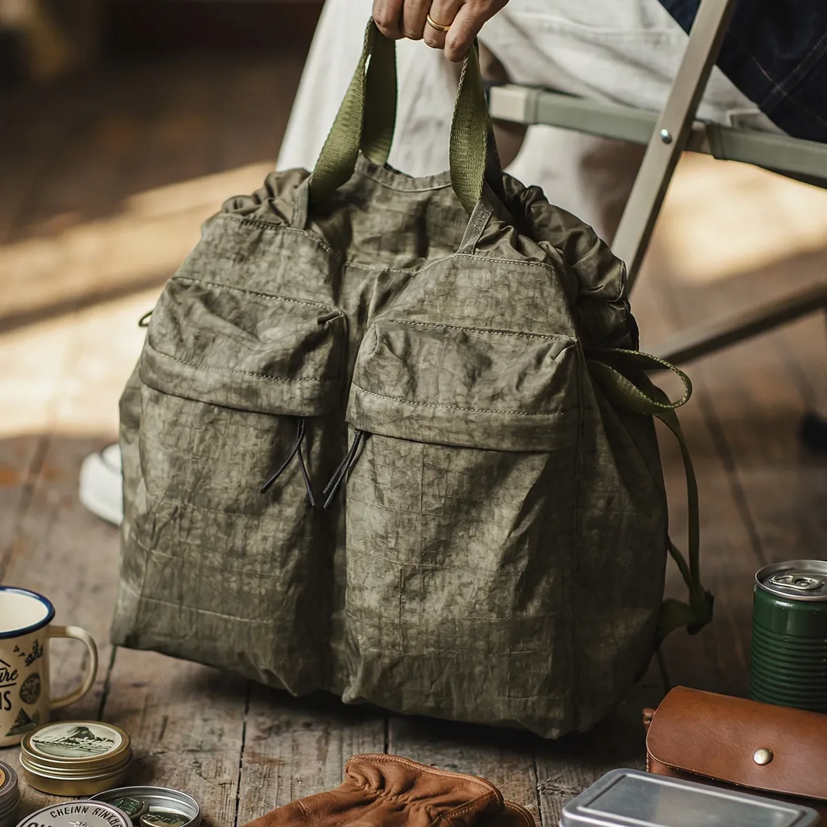 sac à bandoulière tactique maden vintage pilot helmet bag grande capacité vert militaire pour homme, sac de transport extérieur avec poignée pour la randonnée