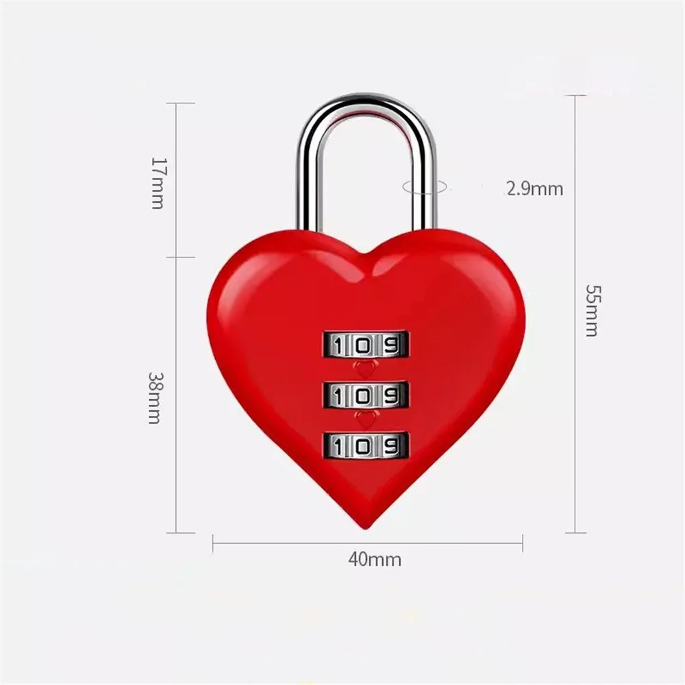 mini cadenas à combinaison en forme de cœur à 3 chiffres, pour couple, cadeau de mariage, accessoire de voyage, cadeau d'anniversaire