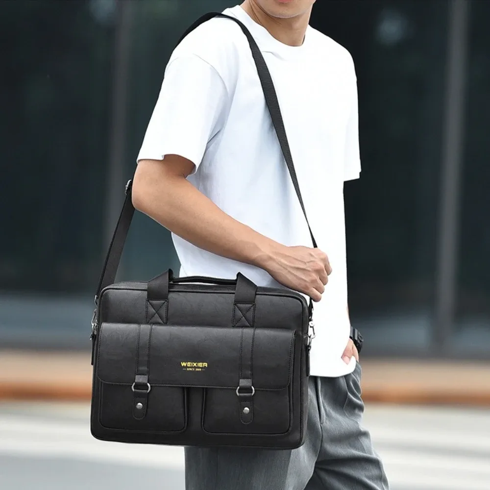 nouveau sac pour homme, grande capacité, mallette d'affaires en cuir pu, sac pour ordinateur portable, sac de voyage pour sports de plein air, sac à bandoulière, sac à dos