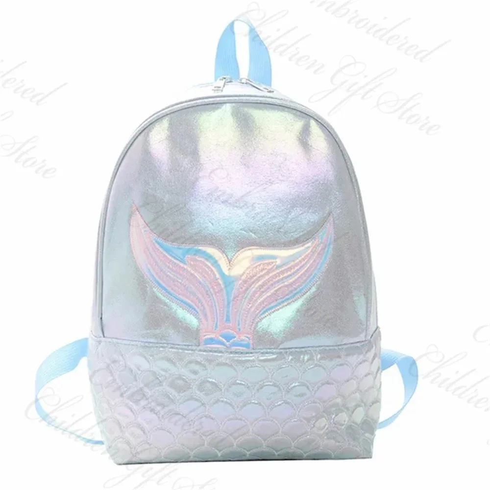 sac d'école pour fille motif sirène mignon, personnalisable avec nom, sac à dos de voyage pour collations, nom brodé, sac cadeau pour enfants