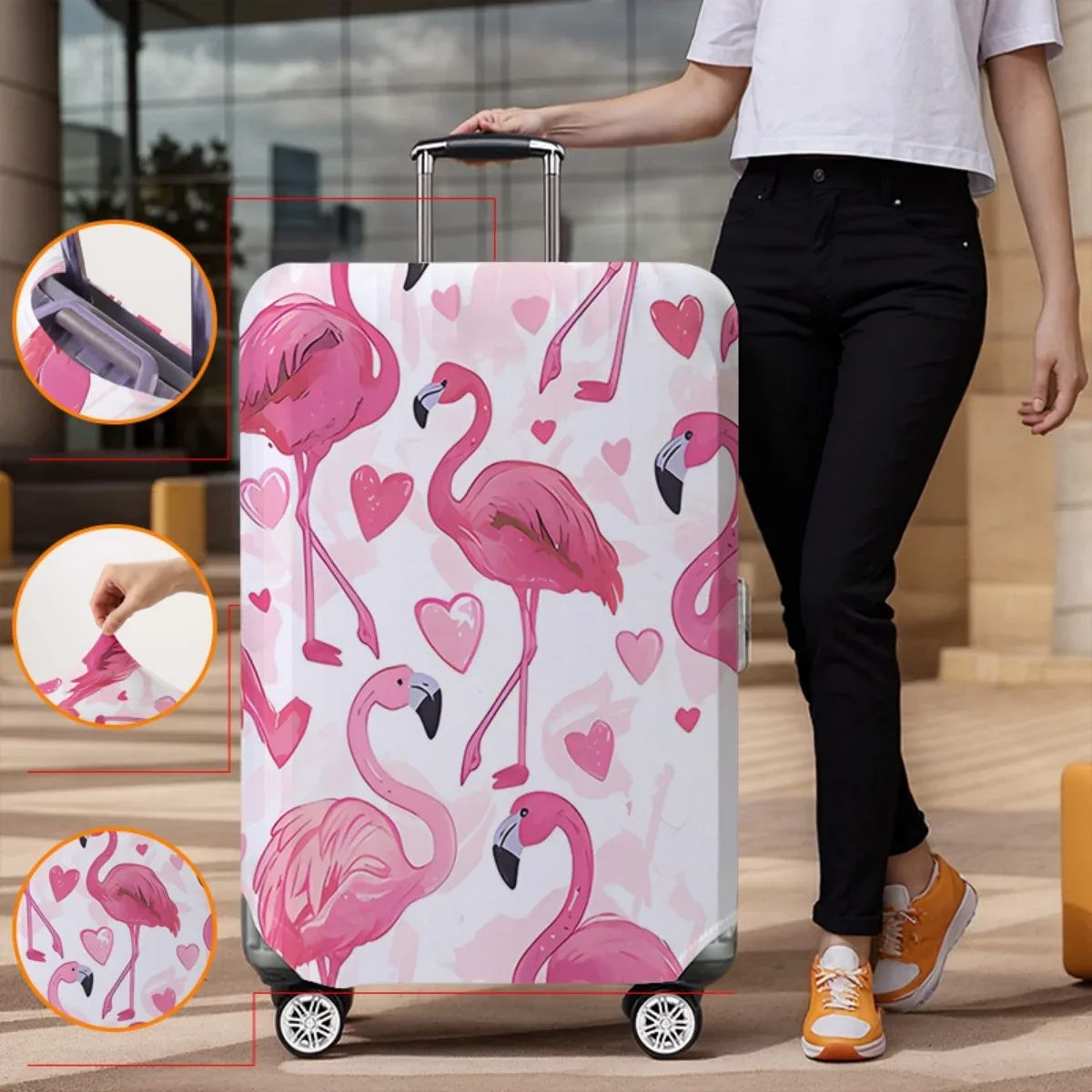 housse de protection pour bagages à motif animal, ensemble adapté aux housses de bagages de 18 à 32 pouces, housse de poignée de valise, accessoires de voyage