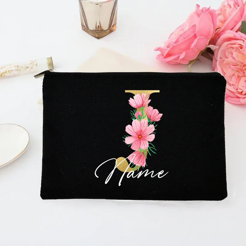 pochette de maquillage personnalisée avec initiales et nom, trousse de toilette de mariée, pochette de toilette monogramme, cadeaux de mariage pour demoiselle d'honneur