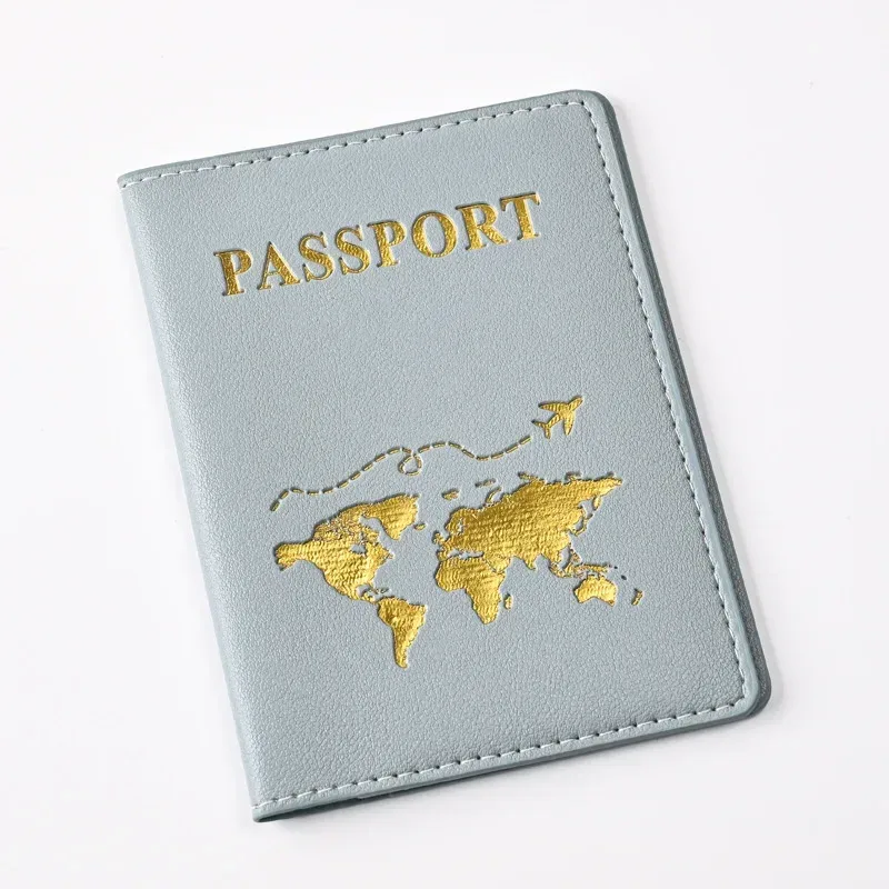 étui de protection de passeport de voyage en cuir pu pour femmes et hommes, estampage à chaud, conception de carte, porte-passeport, clip de billet intégré