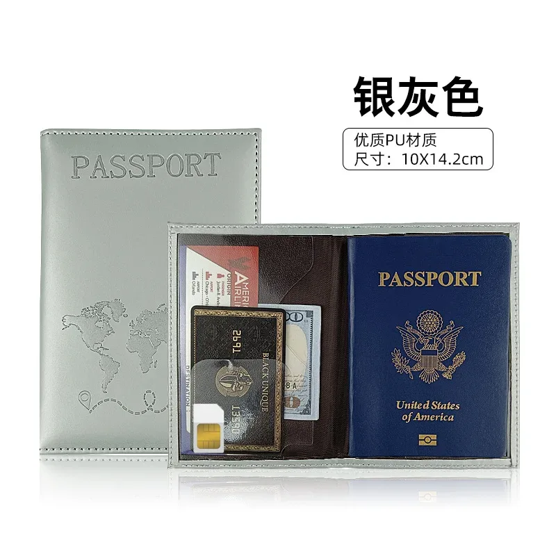cadenas protegepasseport pu motif carte monde couleur kaki gris noir bleu orange vert rose beige rouge usagevoyage sécuritédocument important protectionidentite voyage croisiere transport international