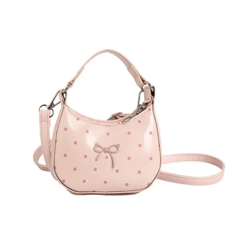 mini sac à rouge à lèvres nœud papillon, nouvelle collection printemps, style coréen, sac à main à pois et perles, sac bandoulière de luxe en cuir pu pour loisirs et voyage