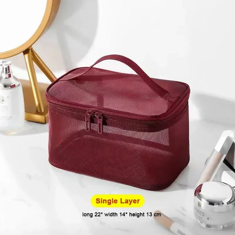 maille transparente pour femme, idéale pour les cosmétiques, le maquillage et les articles de toilette, pour les voyages, le succès des ventes, sac de rangement de maquillage
