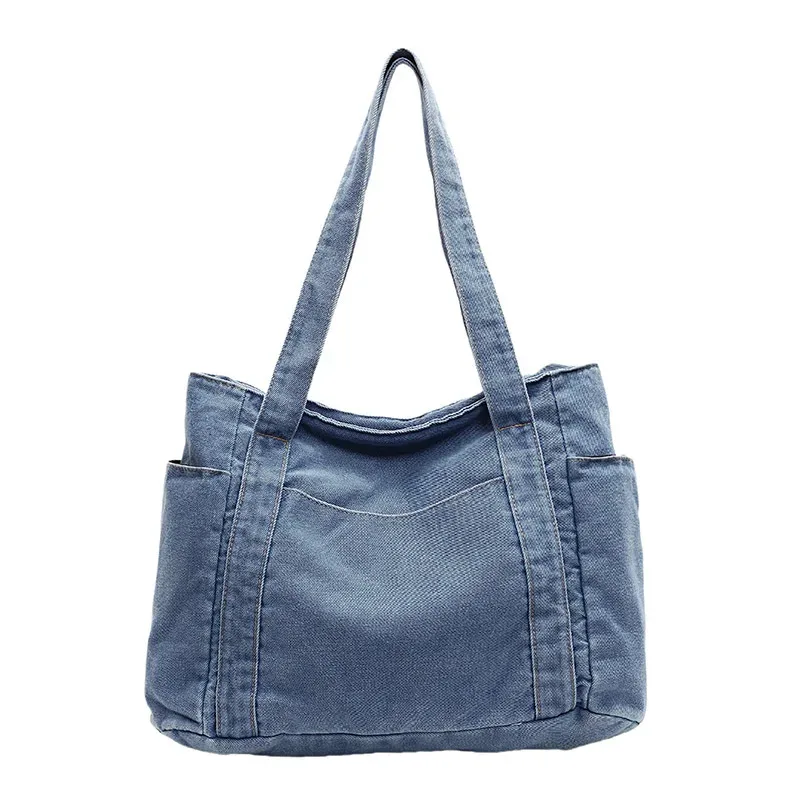 sac à bandoulière en denim pour femmes, sac de styliste pour mère, grande capacité, fourre-tout de luxe, sac à main en jean décontracté, sac à main multi-poches