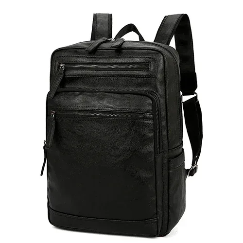 sac dos cuir véritable peau mouton noir poche latérale parapluie bandoulière souple froncé jacquard maille résine fermeture éclair voyage business école ordinateur