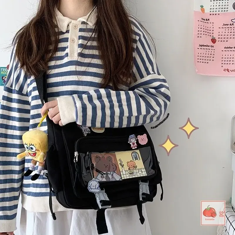 sac messager de style coréen pour femmes, sac à dos d'université de grande capacité, épaule polyvalente pour étudiants, fourre-tout de facteur d'école
