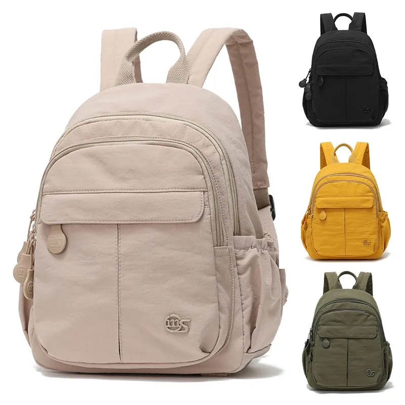 Petit sac à dos décontracté pour femmes, sac à dos en nylon multi-poches, mini sac à dos portable, sac de voyage quotidien pour le shopping en plein air