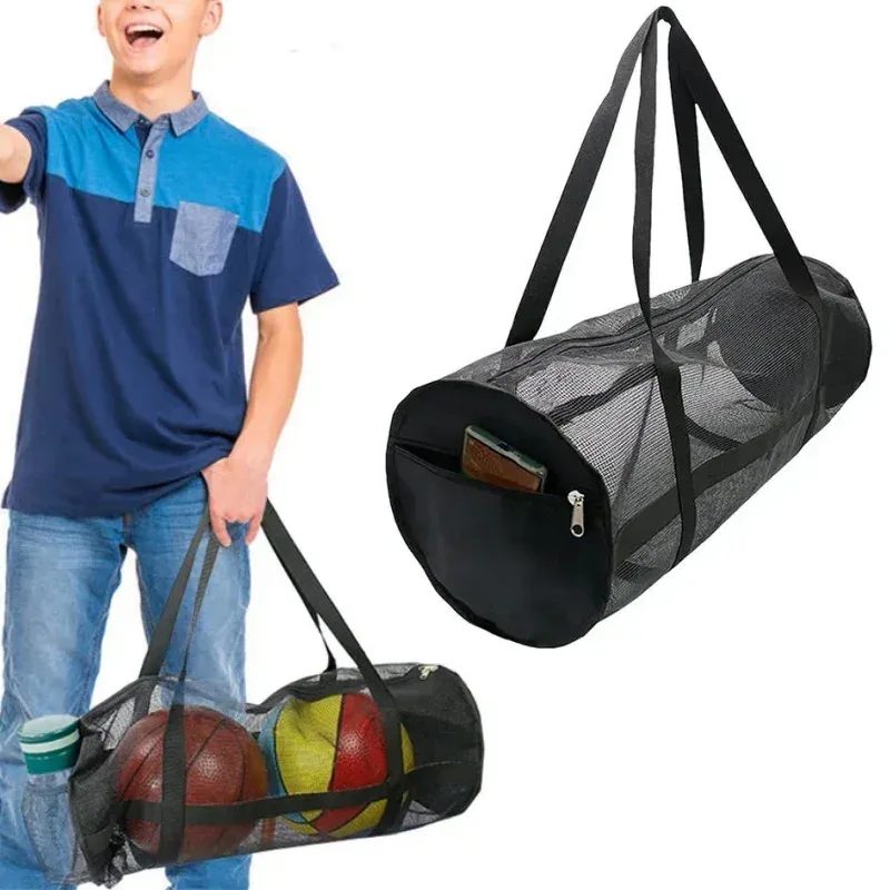 sac de transport en maille de grande capacité, sacs de rangement à fermeture éclair pour basket-ball, football, voyage, sport, gymnastique, yoga, équipement de pêche, sacs portables