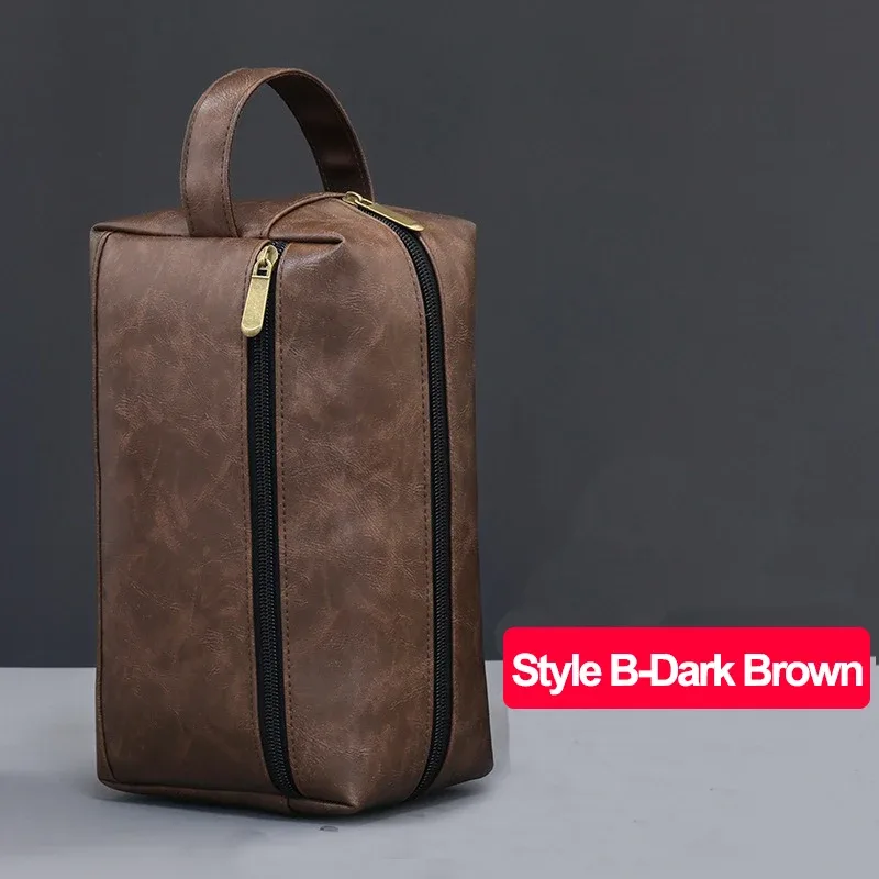 trousse de toilette imperméable en cuir pu pour hommes et femmes, voyage d'affaires, salle de bain, outils de rasage, pochette de rangement, sac à cosmétiques, sac de besoin pour femmes