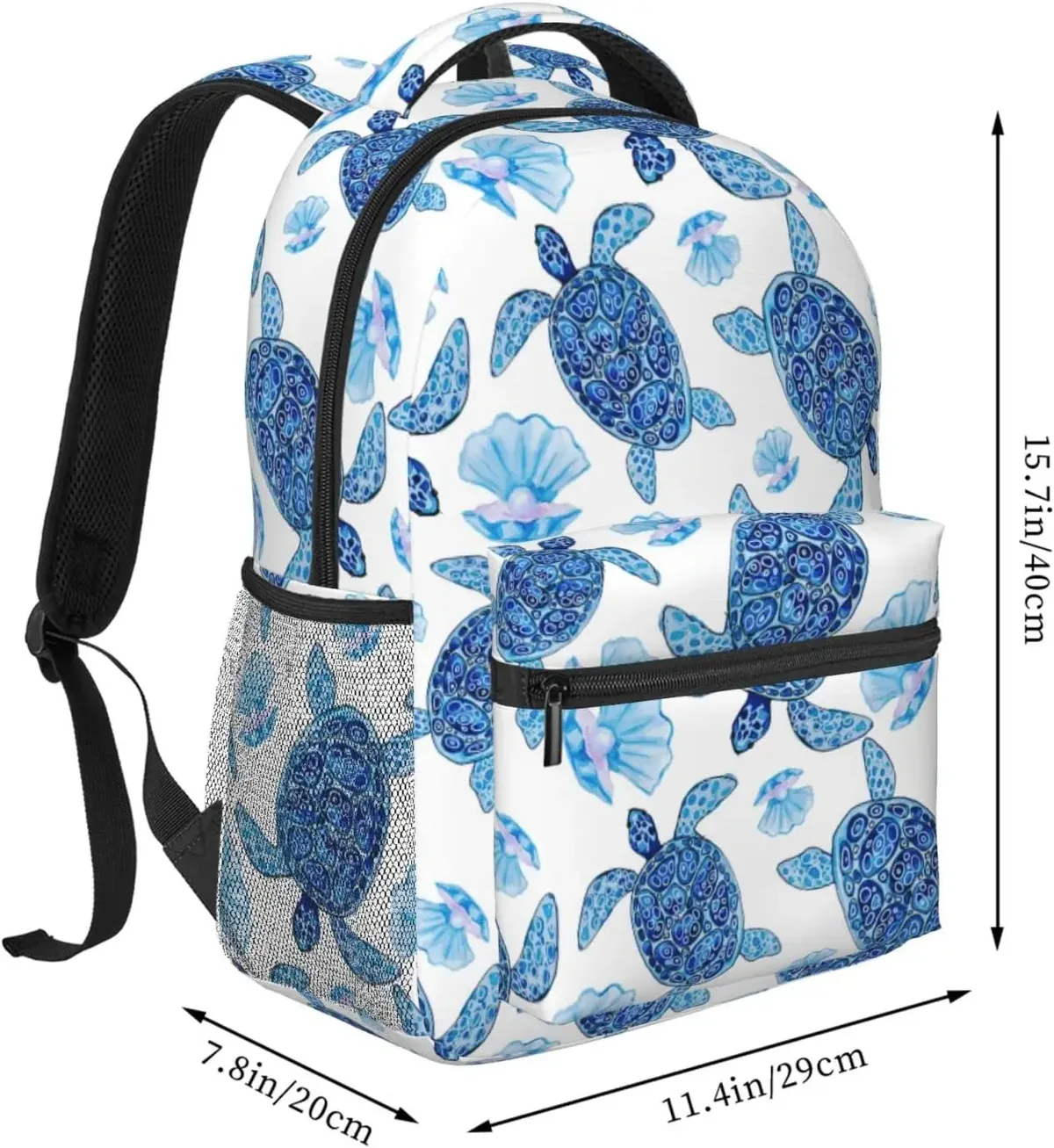 sac à dos léger en coquille de tortue bleue pour ordinateur portable, sac à livres universitaire, sac de jour décontracté, sac de voyage pour hommes et femmes