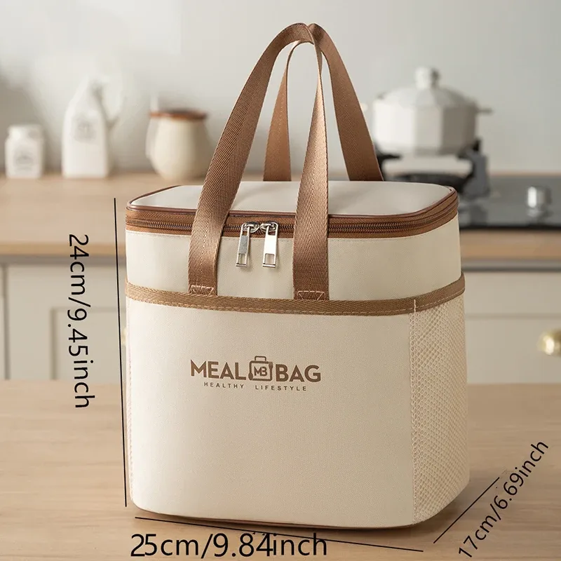 Sac isotherme Oxford en aluminium pour boîte à lunch, sac de rangement imperméable et résistant à l'huile, sac isotherme pour étudiants, sac fourre-tout de grande capacité