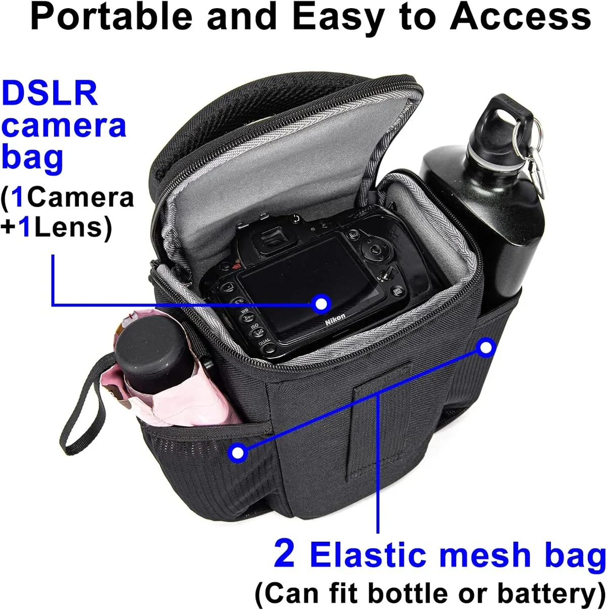 sac pour appareil photo numérique reflex caden, sac à bandoulière en nylon, sac pour équipement photographique, sac triangulaire pour appareil photo hybride pour nikon canon sony