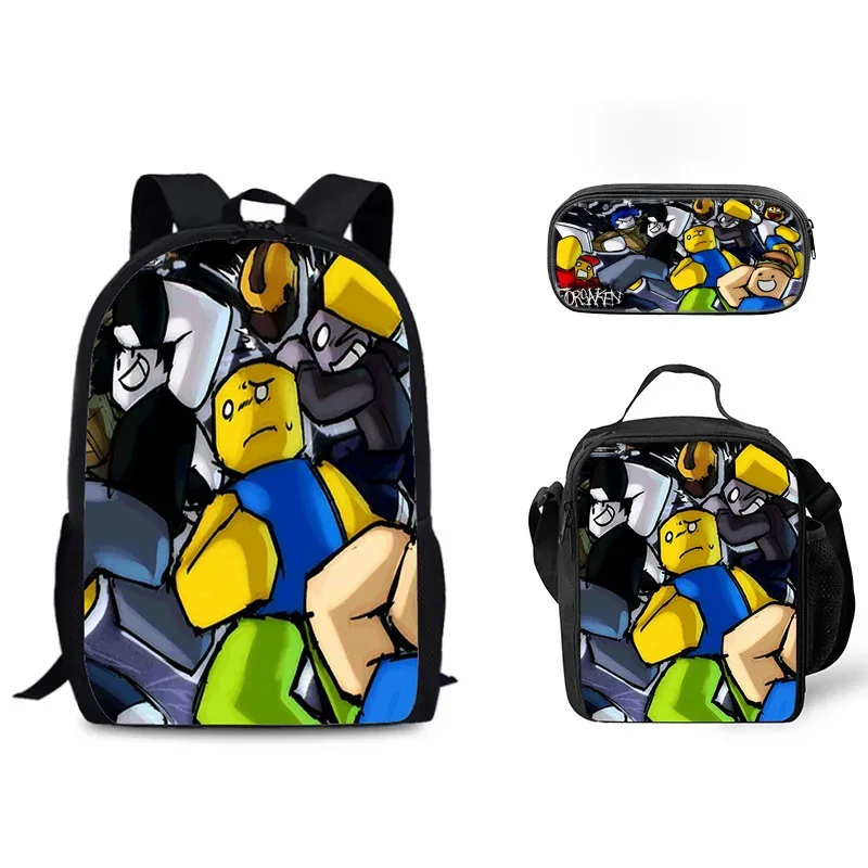 sac dos nylon personnages dessins animés fond noir format grand volume usage étudiant voyage