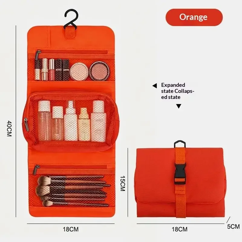 sac de toilette pliable et détachable, grande capacité avec crochet, sac de rangement pour articles de toilette pour hommes en voyage d'affaires, sac de cosmétiques de voyage pour femmes