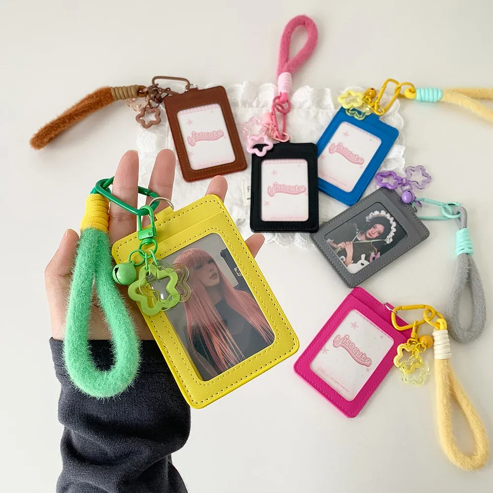 porte-cartes en corde suspendue 3 pouces, couleur unie, mode coréenne y2k, sac de rangement pour idole de fille mignonne, sac à dos pour étudiant, pendentif, porte-clés