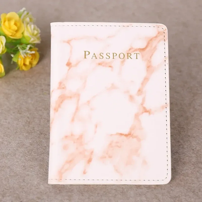 couverture de passeport en cuir pu pour femmes et hommes, style marbre, carte d'identité de voyage, porte-passeport, billet de protection, pochette portefeuille