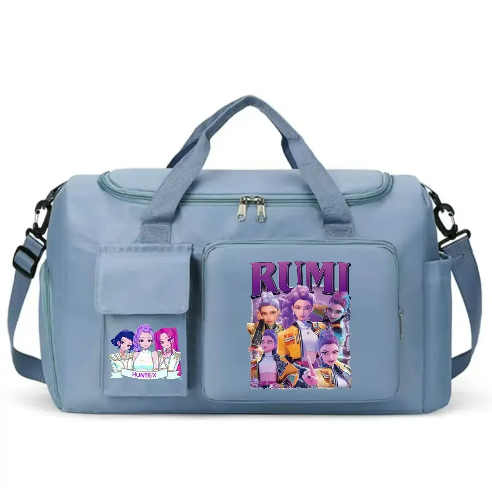 kpop demon hunters – bagage à main de grande capacité pour filles et garçons, sac de sport et de fitness avec séparation sec-humide, sac de voyage pour courtes distances