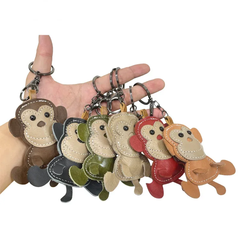nouveau mignon singe en cuir de vache porte-clés mini hommes et femmes sac à main pendentif à la mode porte-clés sac à bagages pièces accessoires