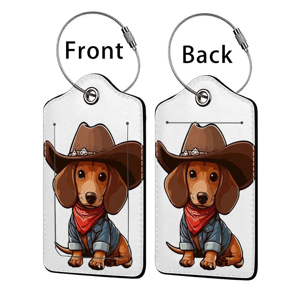 offre spéciale mignon chien en cuir affaires étiquette de bagage valise adresse étiquette bagages embarquement étui étiquette nom id adresse clip