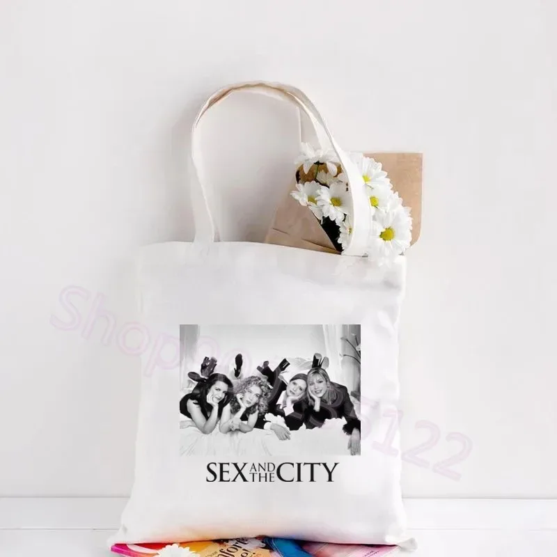 sac fourre-tout en toile imprimé sexe et la ville, sac à main de grande capacité pour étudiants, sac à bandoulière de mode, sacs de shopping pour femmes, voyage