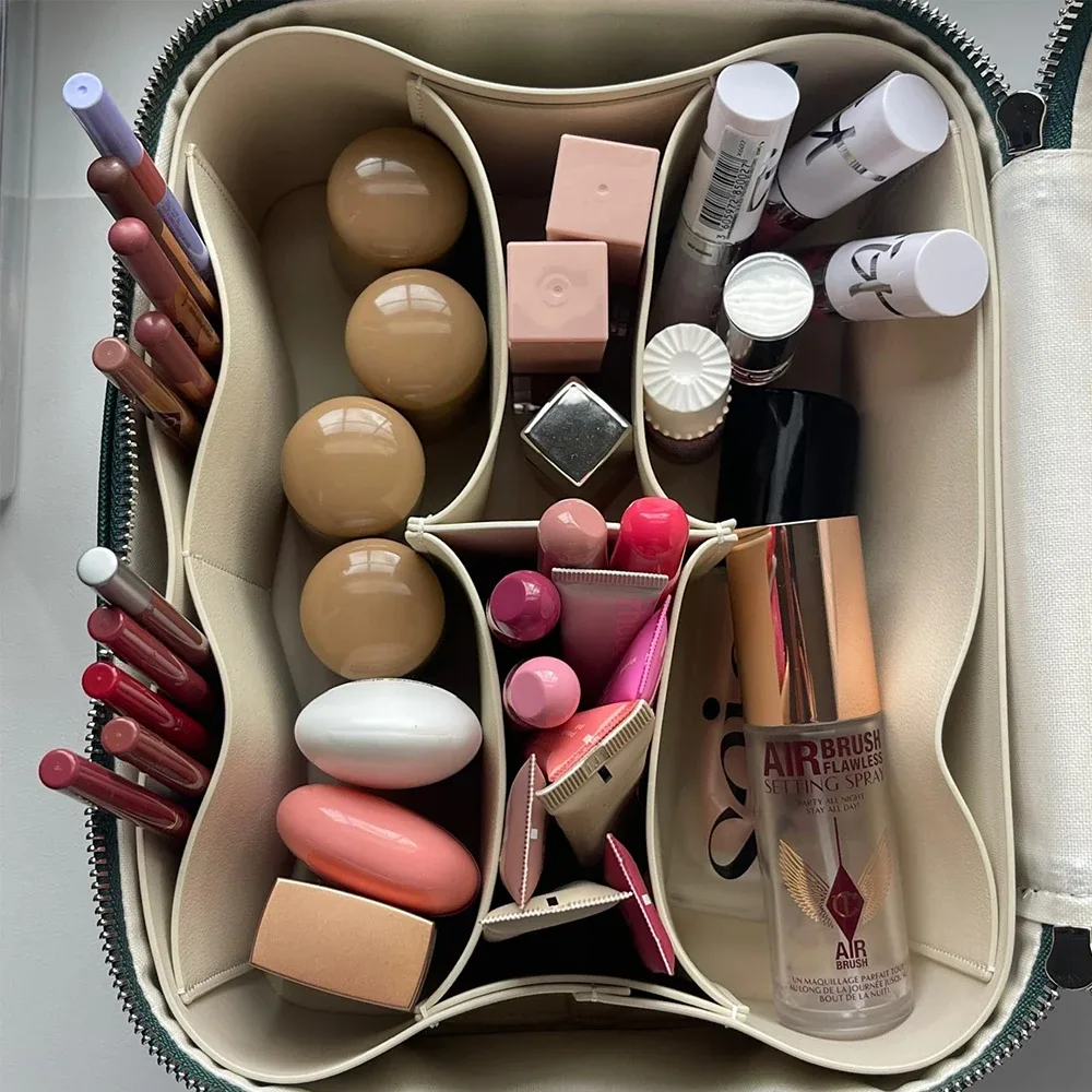 sac à cosmétiques en cuir pu personnalisé avec rangement zoné et grande capacité, trousse de toilette pour l'automne et l'hiver, nouveaux produits