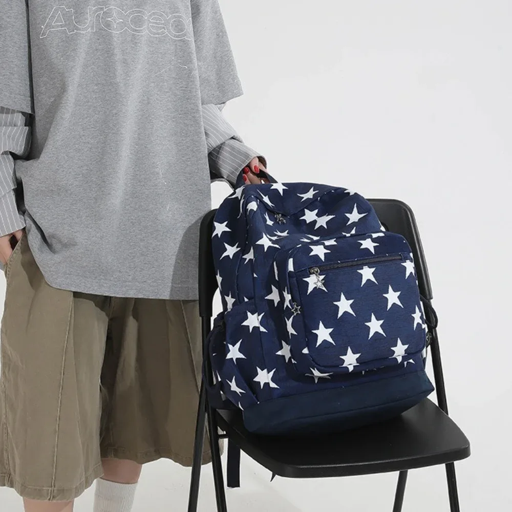 sacs à dos vintage grande capacité pour hommes, style grunge, tendance y2k, esthétique, avec lettres étoiles, simples et polyvalents, pour l'école et les femmes