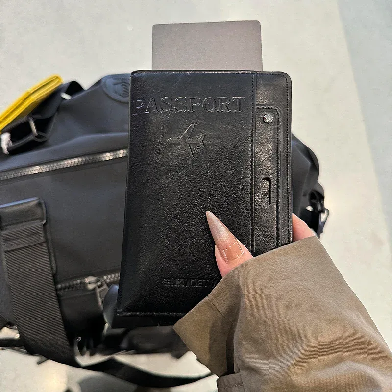 housse de passeport multifonctionnelle en cuir, porte-passeport, organisateur de documents de voyage, fente pour cartes et billets, pour hommes et femmes, voyage