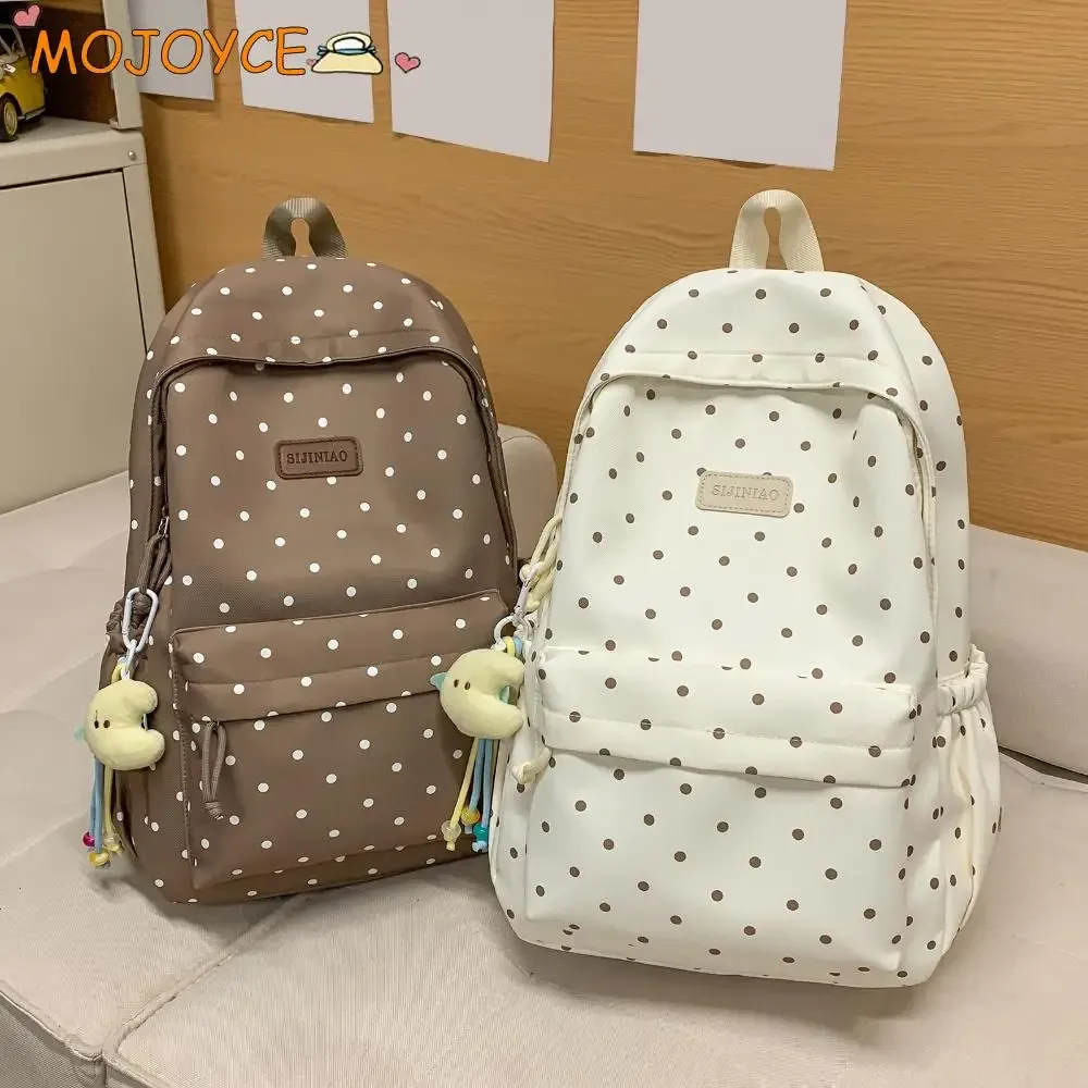 sac à dos pour ordinateur portable à pois mignon, grande capacité, sac de voyage, cartable pour étudiantes du primaire et du collège