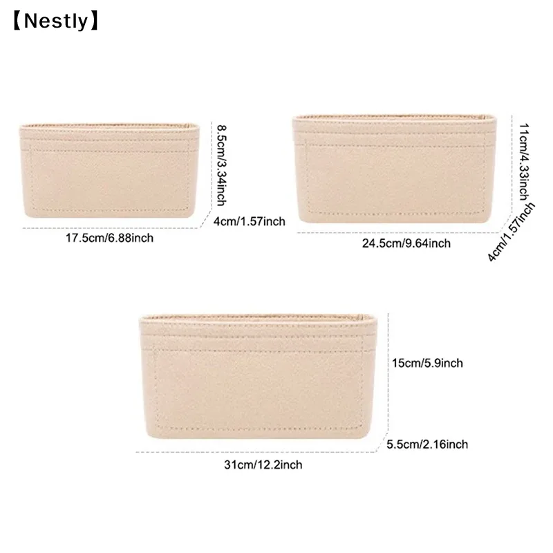 1pc organisateur de sac en feutre, organiseurs de maquillage, doublure parfaite pour les sacs à main de marque pour femmes et les sacs à cosmétiques〔nest〕