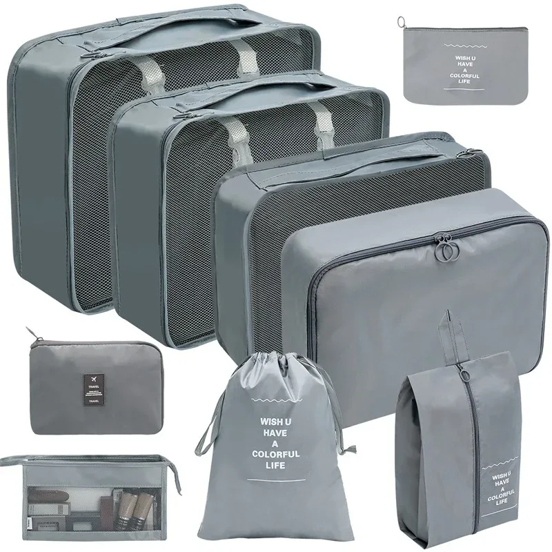 7/8/9 pièces nouvel ensemble organisateur de voyage sacs de rangement grande capacité valise stockage bagages vêtements tri organisateur ensemble pochette à chaussures
