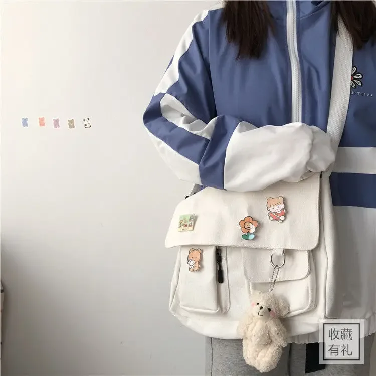 femmes simple sac de messager sacoche décontractée dames sacs à main sac à bandoulière pochette filles doux imprimé toile croix sacs d'école sacs à main