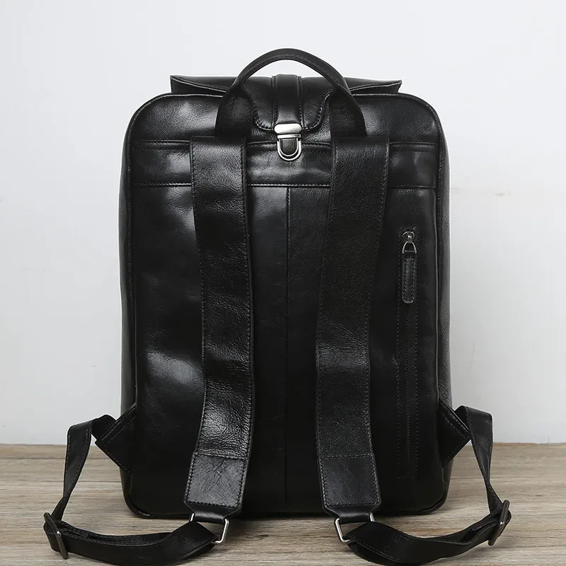 nzpj-sac à dos en cuir de vachette naturel pour homme, sac d'ordinateur décontracté, sac d'école rétro haute capacité, sac chimmen pour ordinateur portable 15.6"