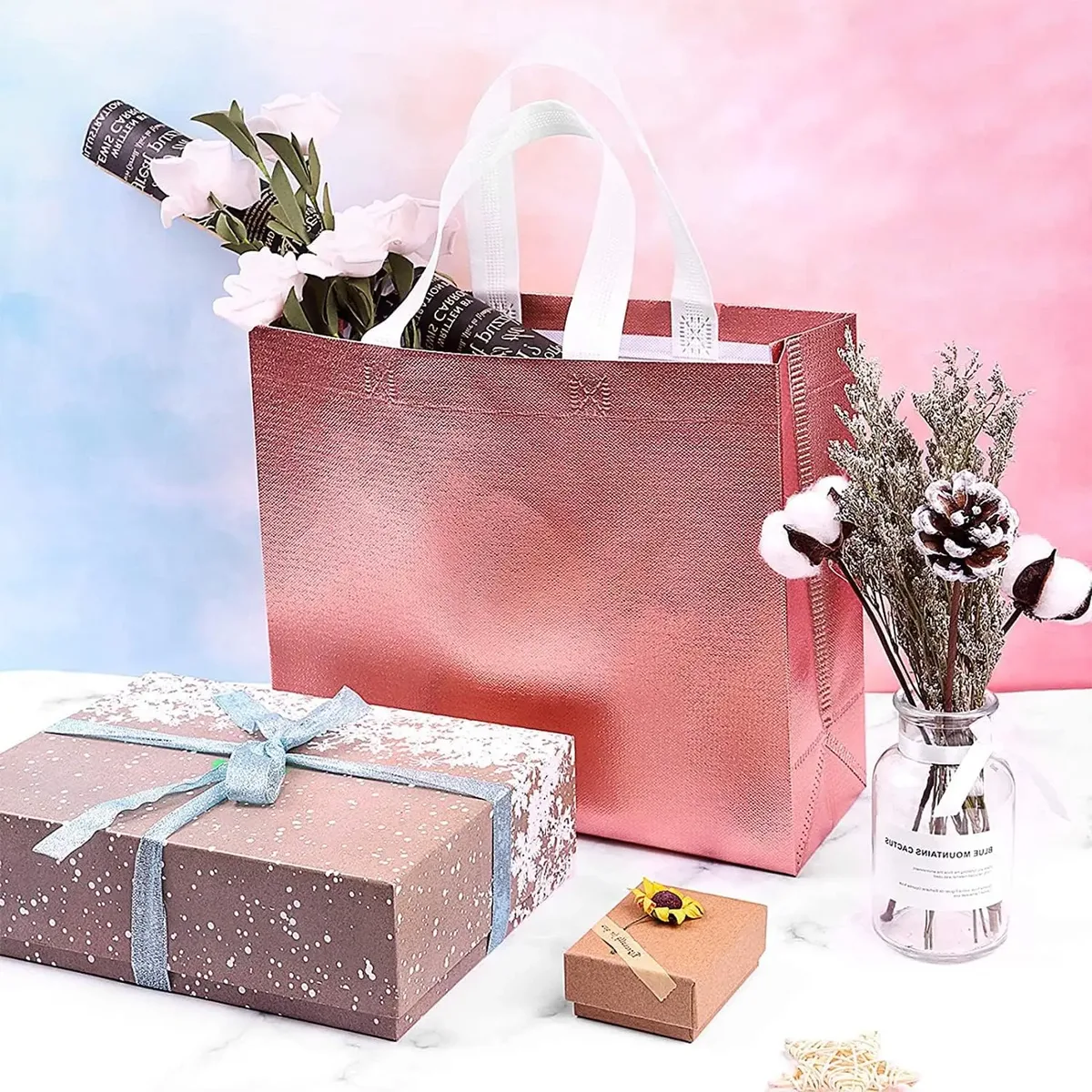sacs d'épicerie sacs à provisions manipulés sacs fourre-tout brillants pour les fêtes d'anniversaire réunions de famille shopping quotidien