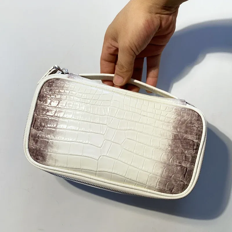 personnaliser les initiales en cuir véritable boîte d'affaires de voyage sacs de maquillage pour les femmes sacs à main et sacs à main de luxe 2026 nouveau dans le sac organisateur de motif de crocodile en peau de vach